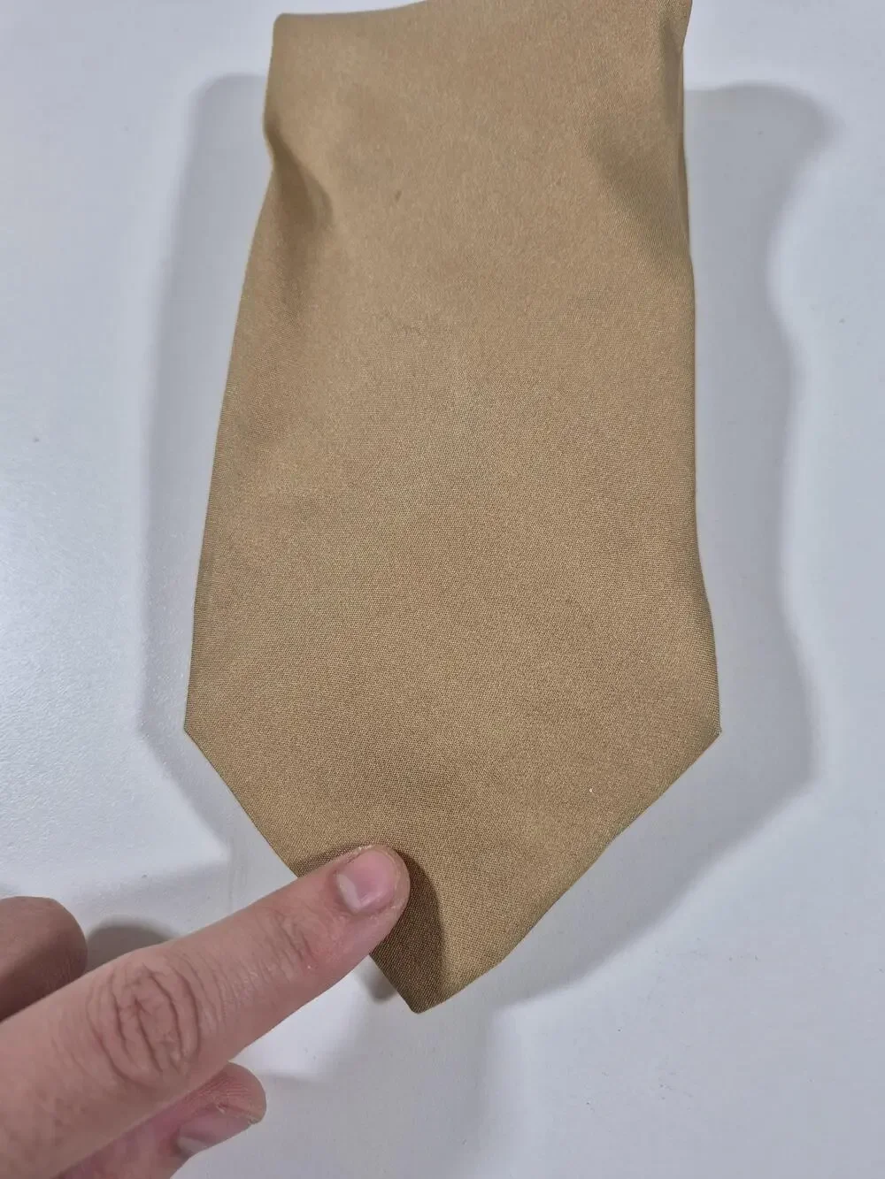 Giorgio Armani Tie Men's OS Beige 100% Silk Satin Designer Italy